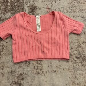 Zara Pink Ribbed Crop Top